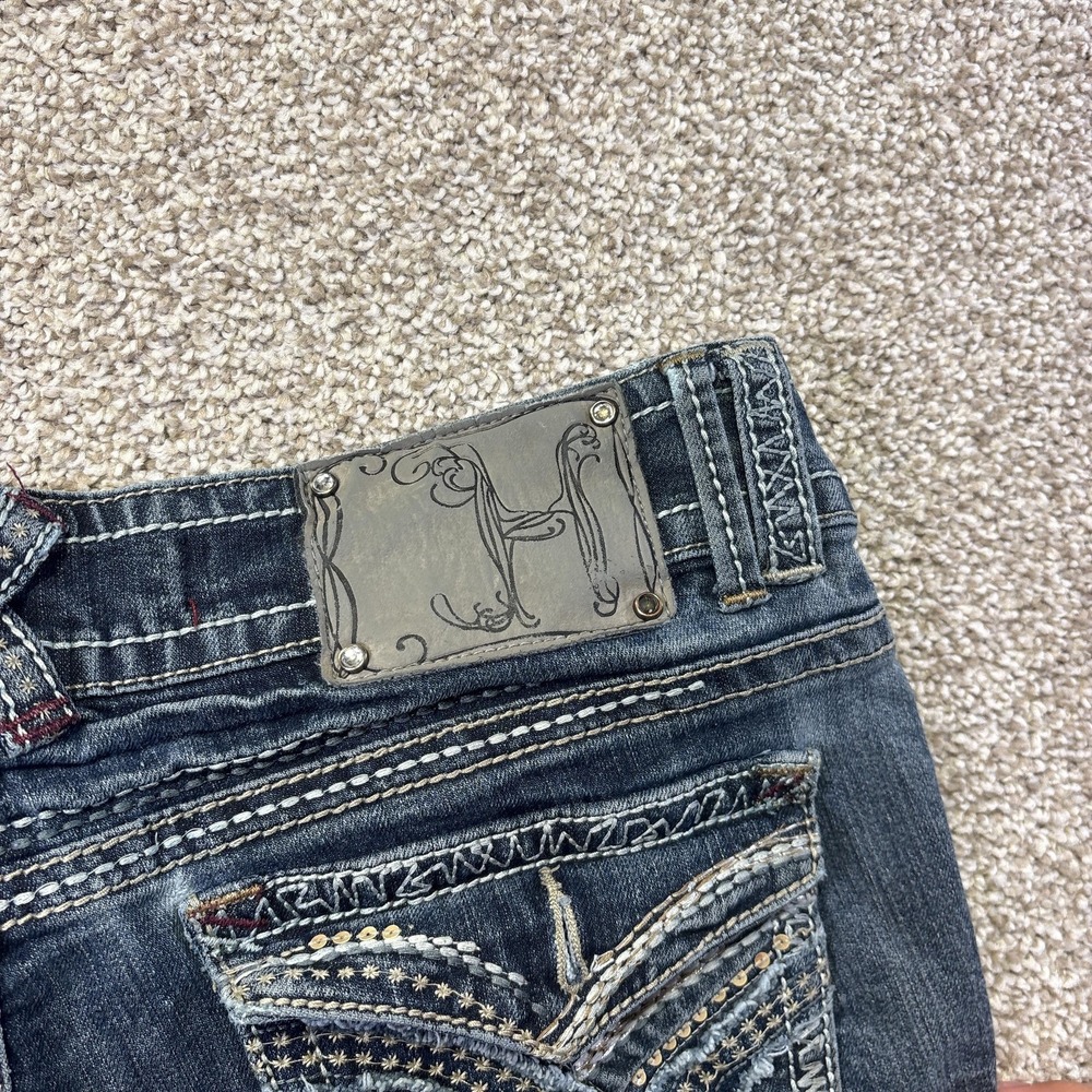 Hydraulic Jeans Women's 11/12 32x32 Blue Bootcut Rhinestone Embroidered Denim - Picture 11 of 12